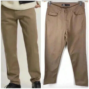 Zara Men Essential Fit Brown Khaki Chino Pants Size 30x30